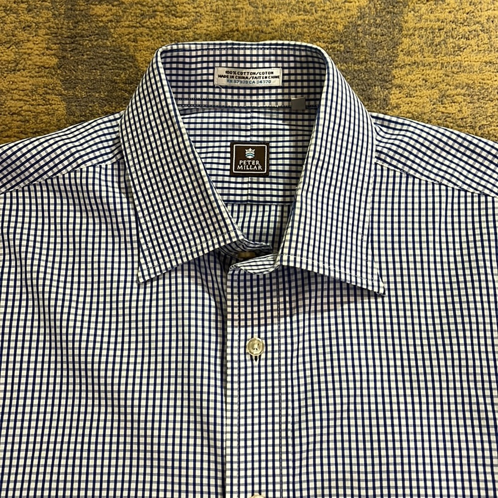 Men's Peter Millar Blue check Shirt Size M Worn Once